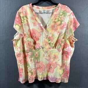 vtg women babydoll top 1x XL fairy floral dainty romantic whimsical ethereal